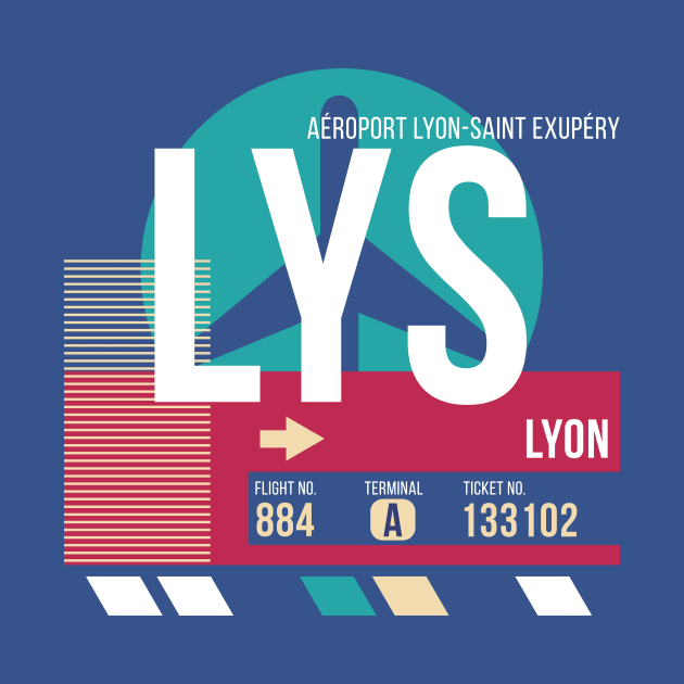 Lyon, France (LYS) Airport Code Baggage Tag E by SLAG_Creative