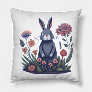 Rabbit and flowers Pillow