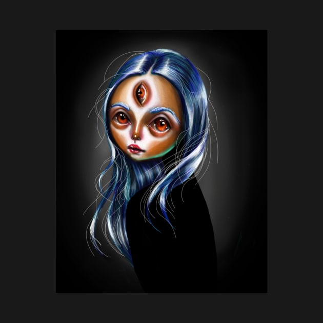 Blue Haired Girl Pop Surrealism Illustration Study by ckrickett