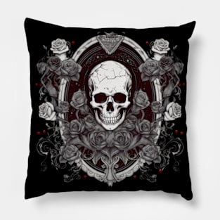 Dark Roses and Skull, beautiful harmony, gothic style Pillow