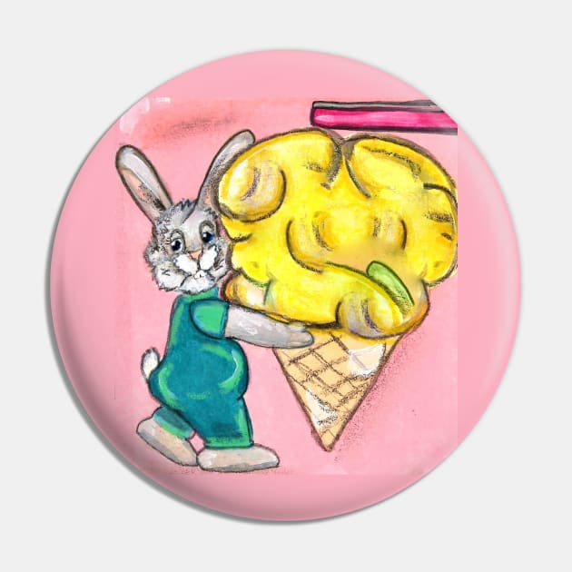 Icecream Shop Bunny Pin by YollieBeeArt