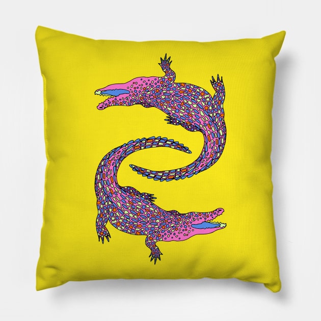 Crocodiles (Pop Art Palette) Pillow by illucalliart