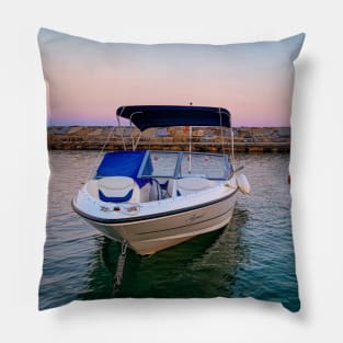 Summer Sunset Boat Sea Sailing Pillow