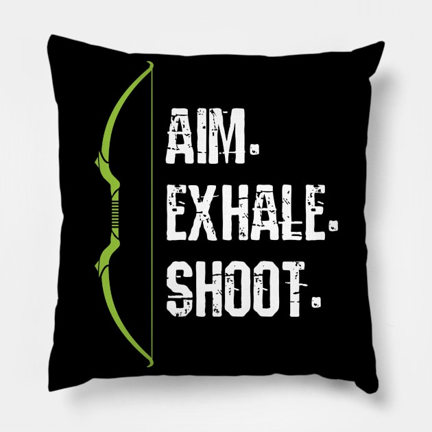 Aim Exhale Shoot Archery Arrow Pillow by MooonTees