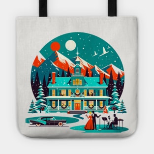 White Christmas: Vintage Musical Christmas Scene Tote