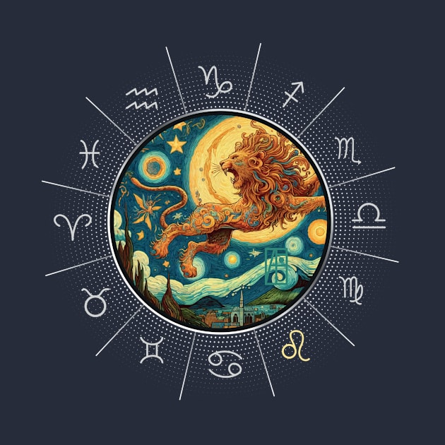 ZODIAC Leo - Astrological LEO - LEO - ZODIAC sign - Van Gogh style - 14 by ArtProjectShop