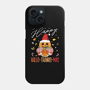 Pumpkin Happy Halloween Merry Christmas Hallothanksmas Phone Case