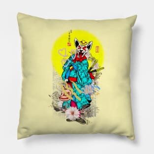 journey for wandering cat samurai warrior Pillow