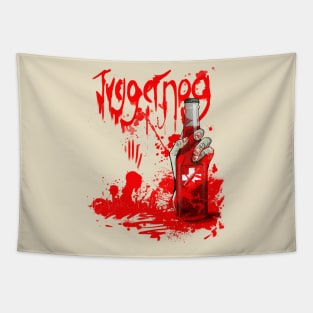 Zombie Hand Bloodied Juggernog on Crème Tapestry