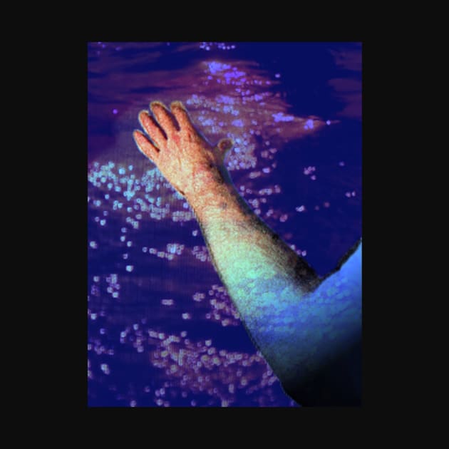 Digital collage and special processing. Ugly close up, amazing on distance. Hand, water view. Blue. by 234TeeUser234