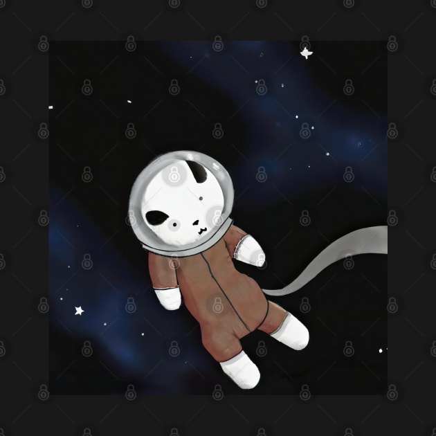 Puppy Laika Astronaut in Outer Space Cute Children's Illustration by SubtleSplit