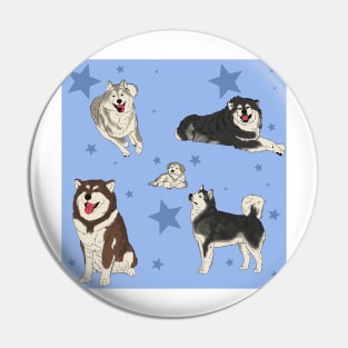 Alaskan Malamute Pattern Blue Pin