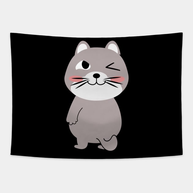 Cute cat cartoon character funny design. Tapestry by Tjstudio