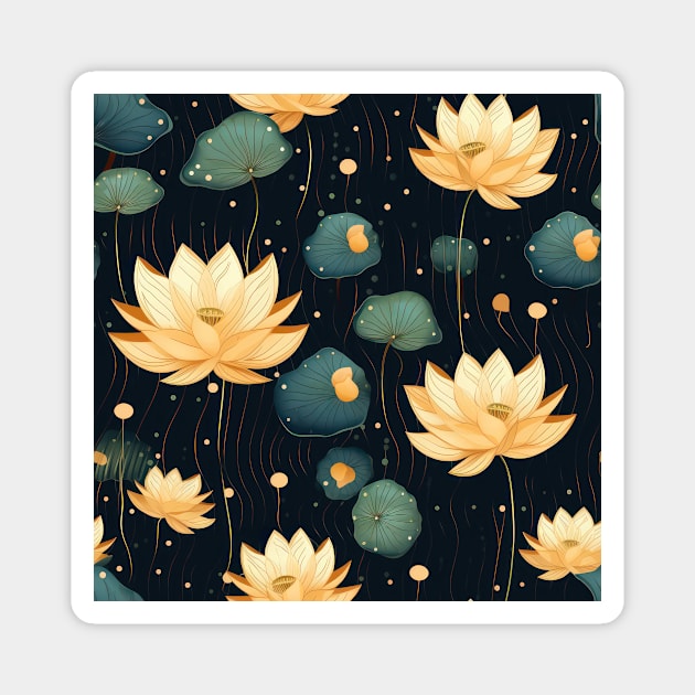 Serenity Blooms: Timeless Lotus Flower Pattern Magnet by star trek fanart and more