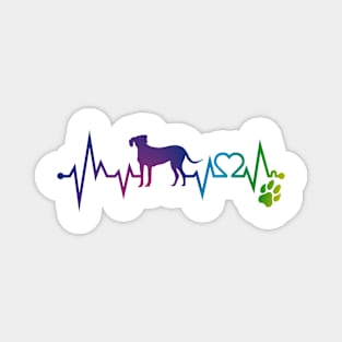 Rhdesian Ridgeback Colorful Heartbeat, Heart & Dog Paw Magnet