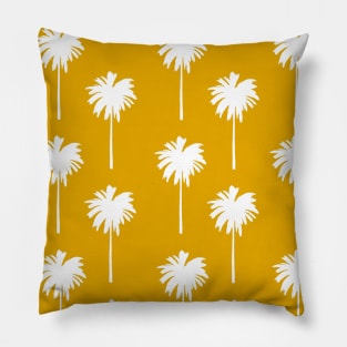 Tropical Palm Tree Pattern Mustard Yellow Pillow