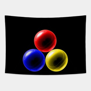 Triangle with Red, yellow and Blue Glass Balls Tapestry