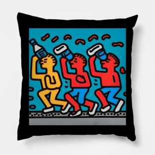 Funny Keith Haring, drink More water Pillow