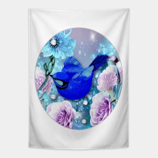 Blue Bird and Flowers Tapestry