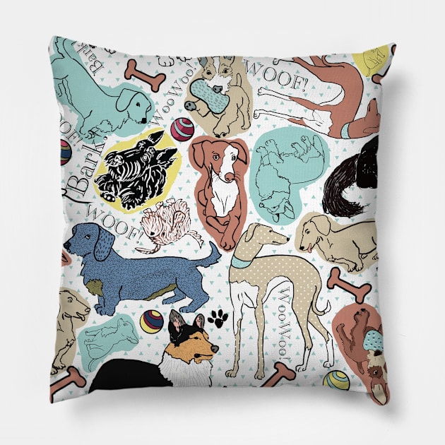 Bark Bark Woof - Furry Friends Pillow by Salzanos