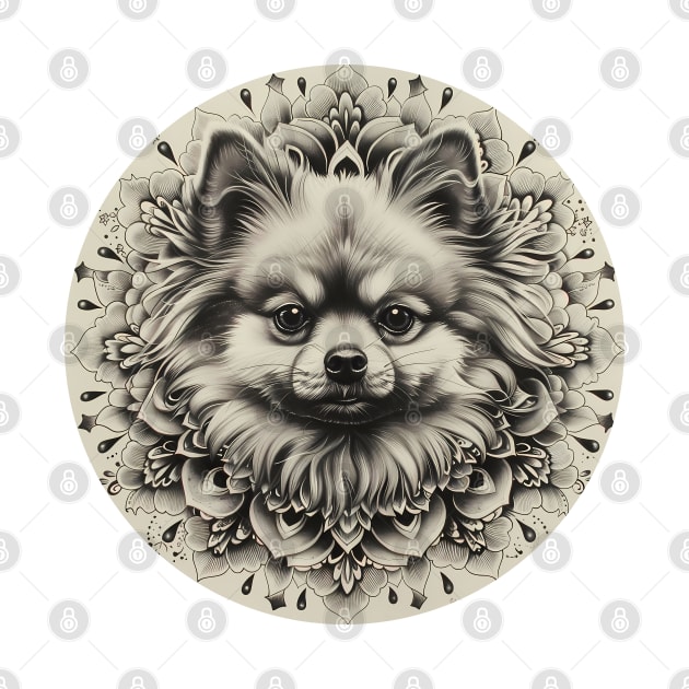 Mandala - Pomeranian B&W by aleibanez