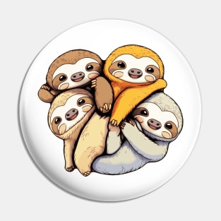 A Snuggle of Sloths Pin