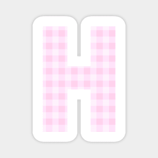Pink Letter H in Plaid Pattern Background. Magnet