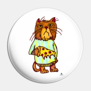 Grumpy Pizza Pet Funny Cat Art Design Pin