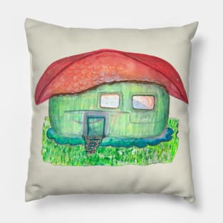 green fantasy cabin Pillow
