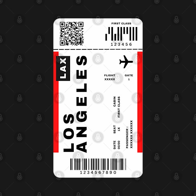 Los Angeles Boarding Pass California Destination Ticket by Saraahdesign