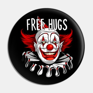 Free Hugs Scary Creepy Clown Halloween Pin