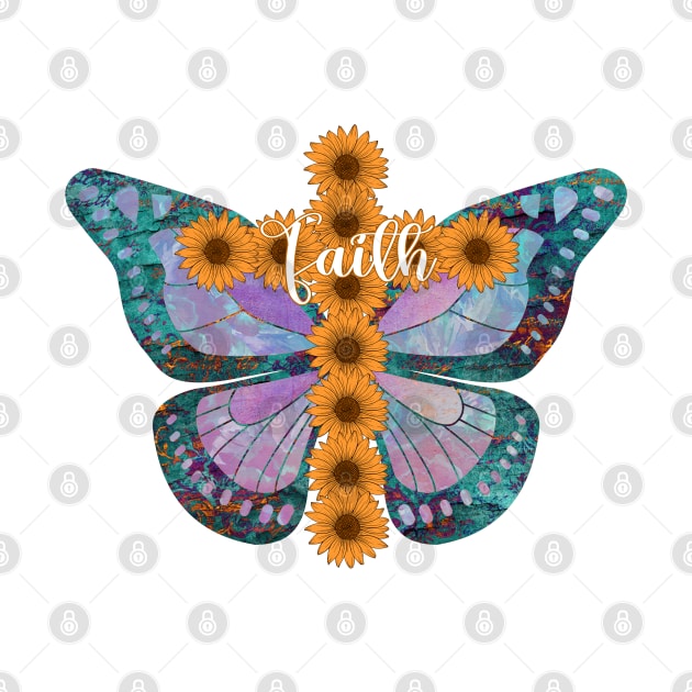 butterfly faith flowers cross by SpaceWiz95