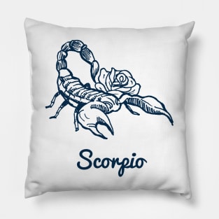 Scorpio Zodiac Horoscope with Scorpion with Flower Sign and Name Pillow