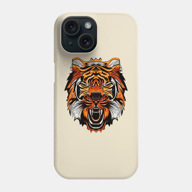 Ferocious tiger wild animal illustration Phone Case by jen28