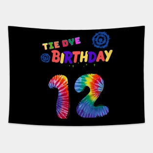 12 years old Tie dye Birthday Tapestry