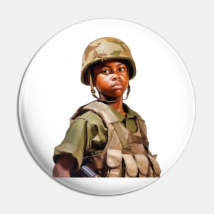 Military Minded Street Soldier Urban Warrior Black Boy Pin