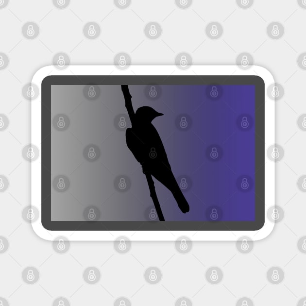 Mockingbird Silhouette on Steel Blue Magnet by ButterflyInTheAttic