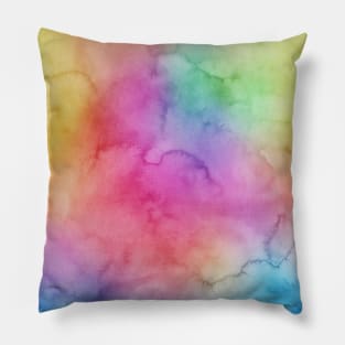 Bright Yellow Green Blue Pink Pastel Rainbow Watercolor Ombre Shades Pillow