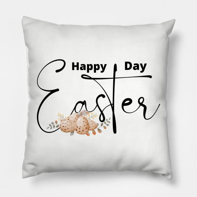 Happy Easter Day eggs Pillow by Anna-Kik