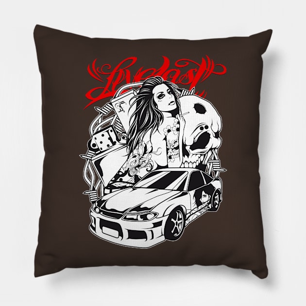 Live Fast - Sportscar Girl Pillow by fatline