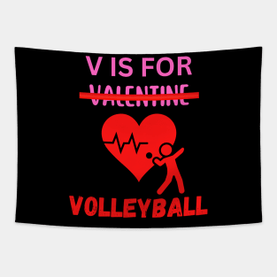 V is for Volleyball, Funny Valentine Heart Volleyball Tapestry