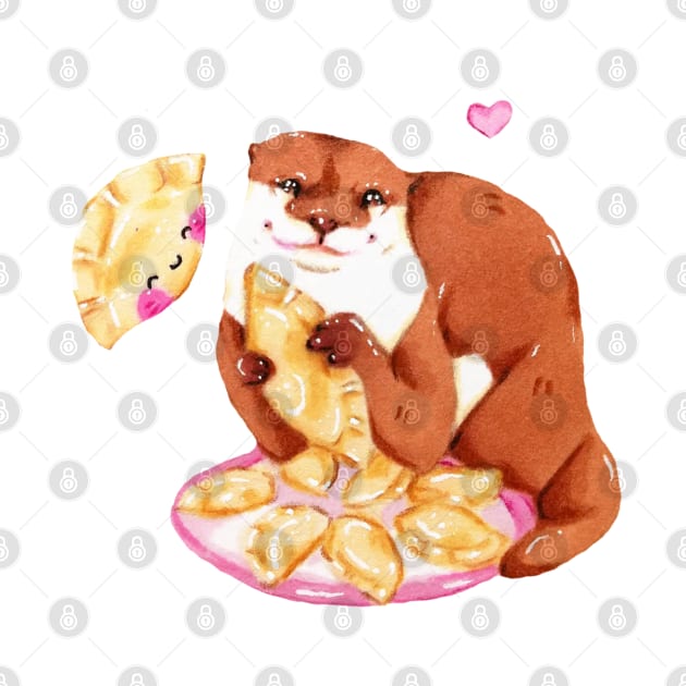 Otter loves her Pierogi! by karolinapys_art