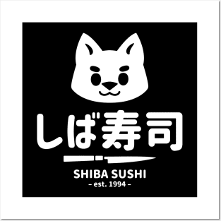 656DP Sushi Art Black and Tan Shiba Inu Dog Eating Sushi 