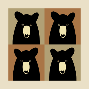 BLACK BEAR ON TAN AND BROWN T-Shirt