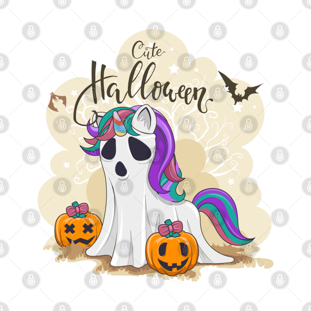 Cute Halloween Unicorn in Sheet Halloween Unicorn TShirt TeePublic