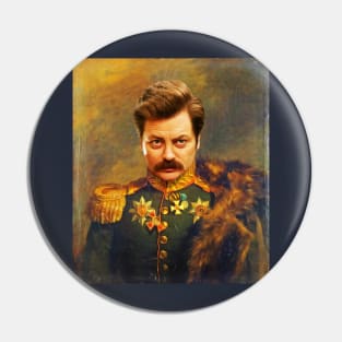 Ron Swanson Old Portrait Painting (Parks and Rec) Pin