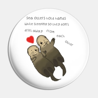 Sea Otters hold hands, love, valentines day Pin