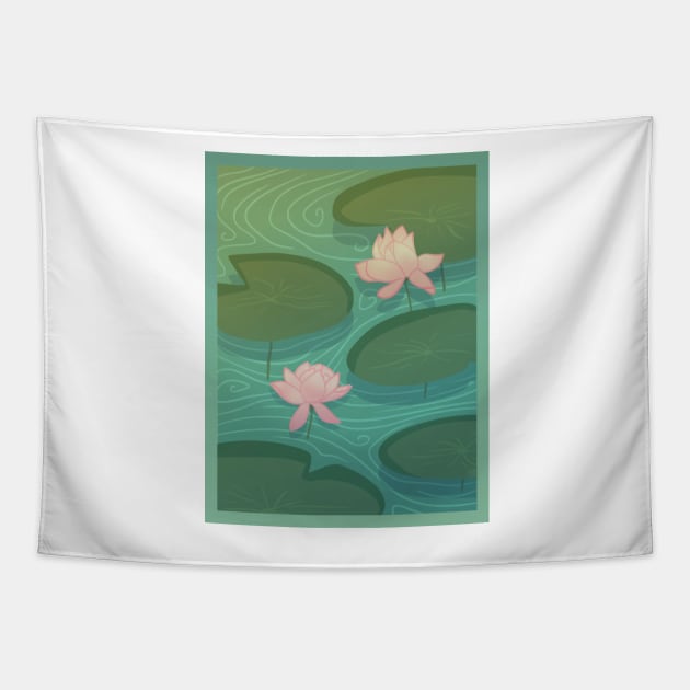 Lotus and Lily Pond Tapestry by Mayfully