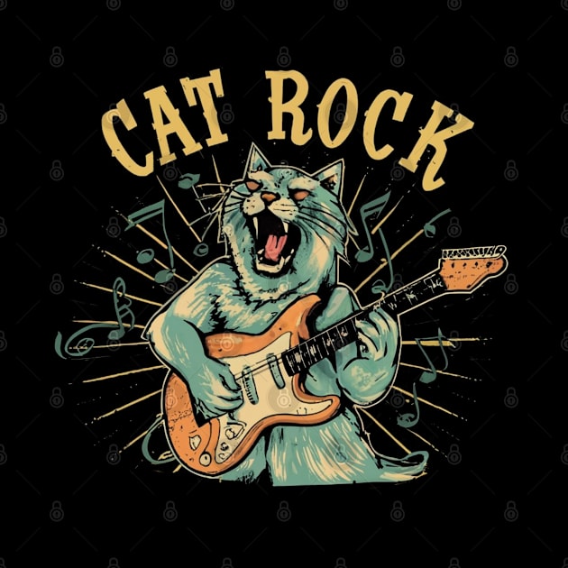 Cat,rock, and guitar by Aldrvnd
