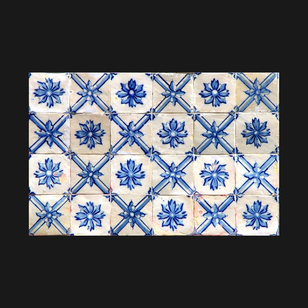 Portuguese tiles. Blue flowers and trellis by juliedawnfox